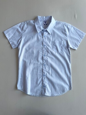1216. Camisa azul a cuadros blancos