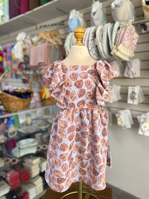 3447. Vestido de hojas con detalle en manguitas