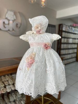 7193. Nuevo ropon con detalle de liston rosa y bordado