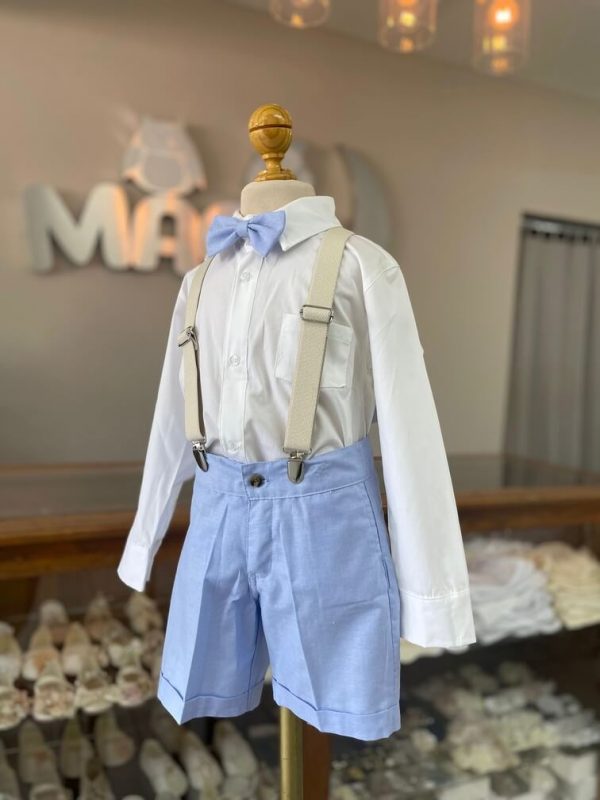 763. Conjunto 4 piezas de short azul, ideal para evento especial
