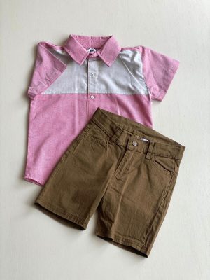 1236. Conjunto de camisa rojo con beige