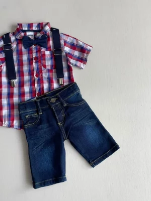 1240. Conjunto cuatro pieszas de camisa roja a cuadros