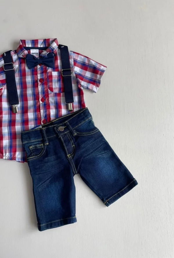1240. Conjunto cuatro pieszas de camisa roja a cuadros