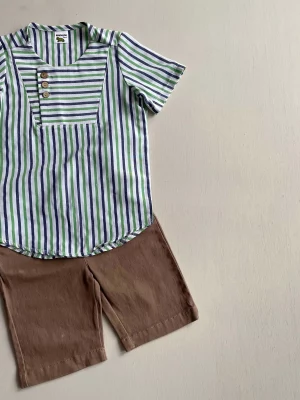 1250. Conjunto formal a rayas azul y verdes