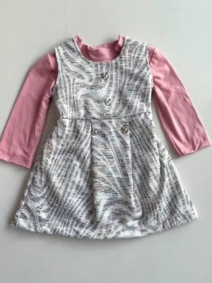 11207. Vestido de colores con blusita rosa