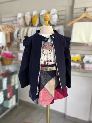 12094. Conjunto tres piezas de saquito marino y falda short