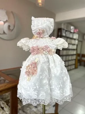 7255. Ropon ivory con detalles en rosa