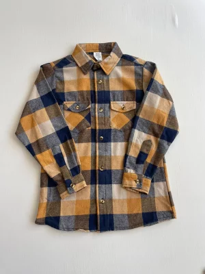 13017. Camisa de franela a cuadros amarillo con gris