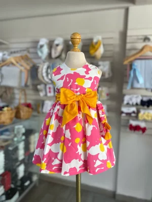 3499. Vestido con moño naranja