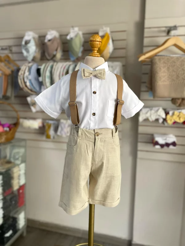 13059. Conjunto cuatro piezas de short beige