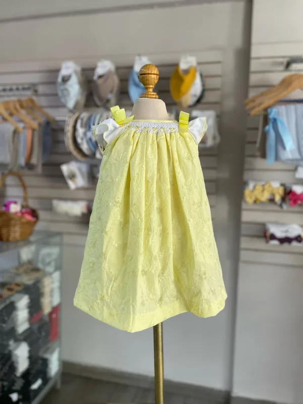 34119. Vestido amarillo estilo smock