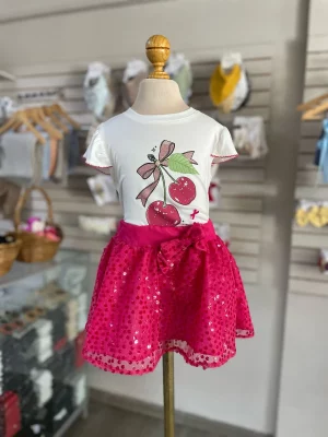 34122. Blusa de Cerezas y Falda de Lentejuelas
