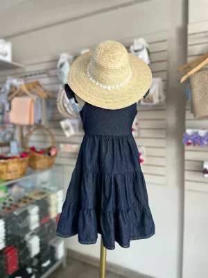 34146. Vestido de mezclilla con sombrero