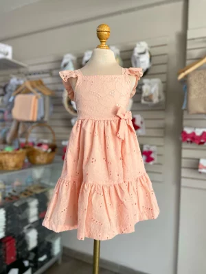 34149. Vestido de tira bordada en salmon