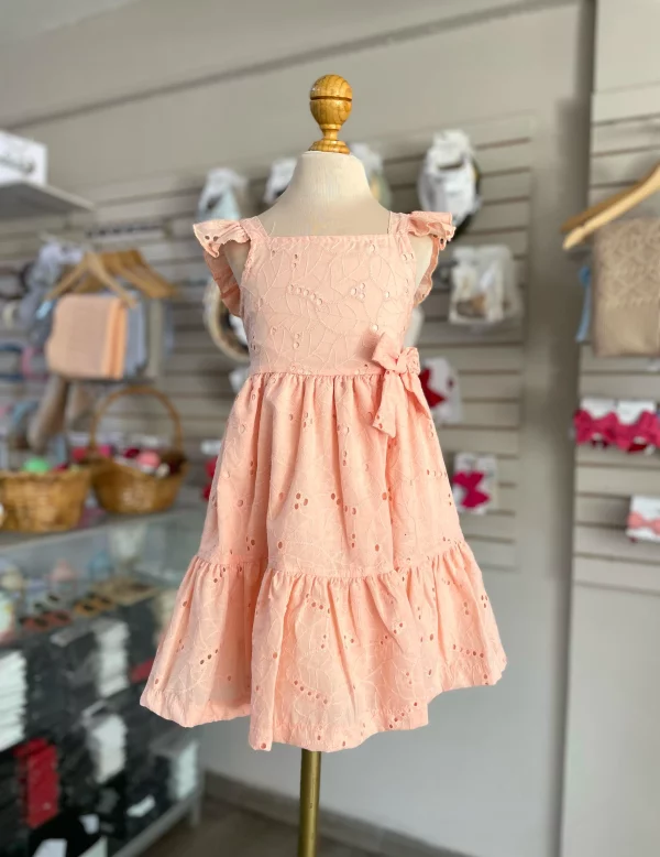 34149. Vestido de tira bordada en salmon