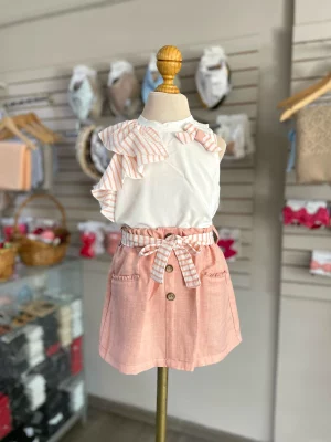 34151. Conjunto de falda con detalle de escarol y moñito