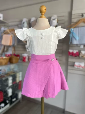 34156. Conjunto de falda rosa y blusita