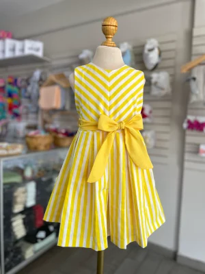 34163. Vestido a rayas amarillo y blanco