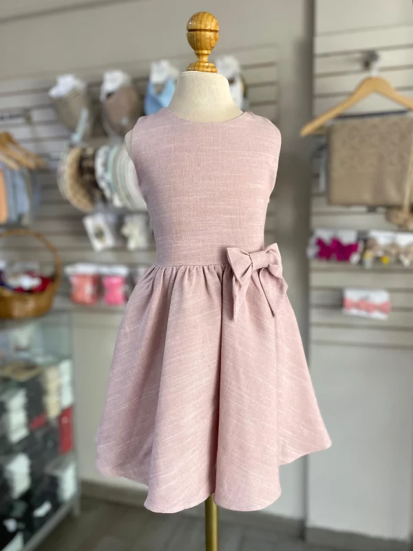 34171. Vestido de lino con detalle de moñito