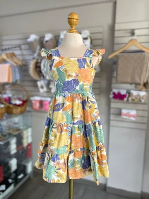 34182. Nuevo vestido de flores azul verde