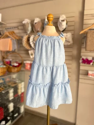34185. Vestido azul de tirantitos, super fresco