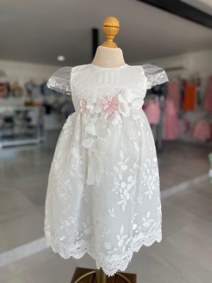7309. Ropon con detalle de flores al centro