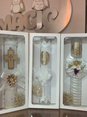 9159. Kit primera comunion. Vela y Rosario $299