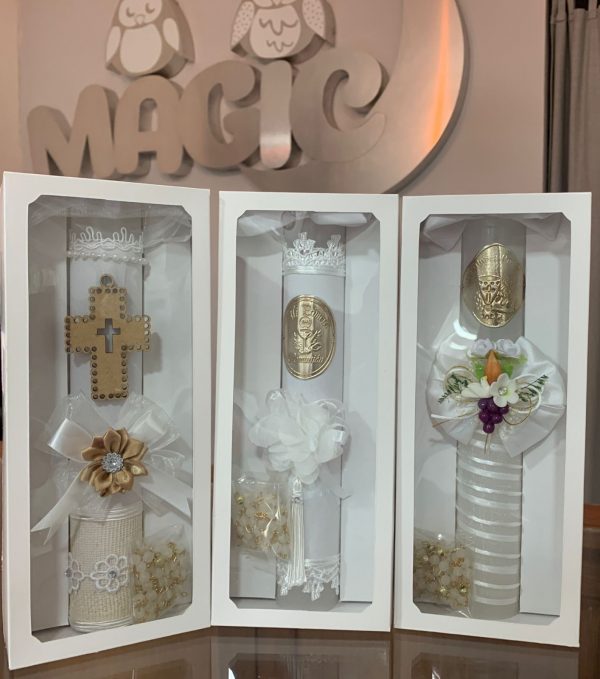 9159. Kit primera comunion. Vela y Rosario $299