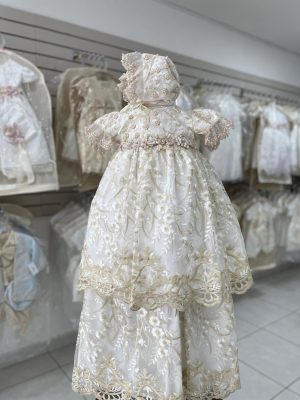 7322. Ropon champagne con detalles en palo de rosa