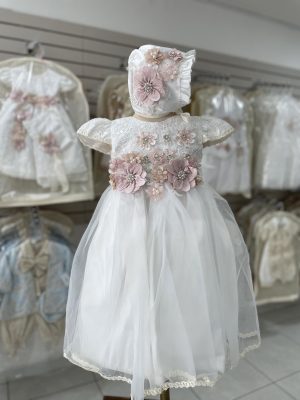 7333. Ropon con ivory de flores rosas