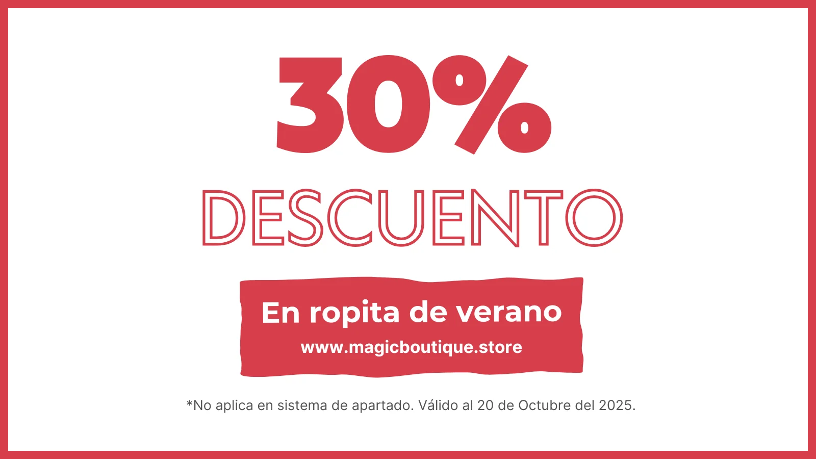 Promoción 30% de descuento en ropa de vernao