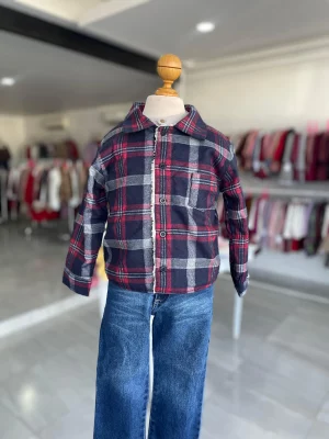 13077. Conjunto de chamarrita marino y rojo