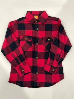 13092. Camisa de franela a cuadros rojo con negro
