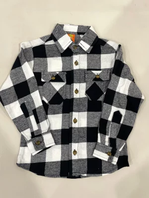 13093. Camisa de franela a cuadros blanco con negro