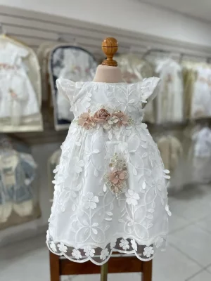 34281. Ropon ivory con detalles de flores 3D