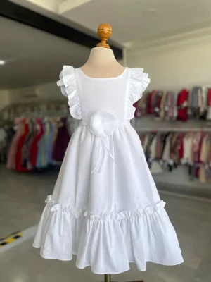 34299. Vestido blanco de manta