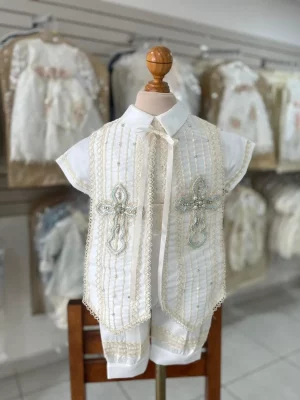 839. Ropon de nueva coleccion de verano con cruz en tonos azules