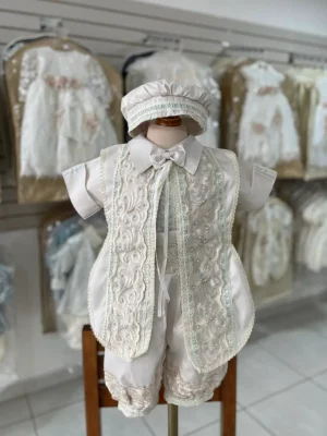 840. Ropon de nueva coleccion en champagne con detalles en azul