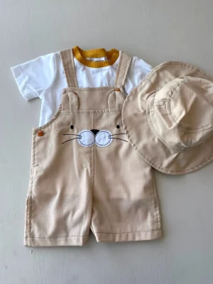 13210. Conjunto de overol de conejito con sombrero