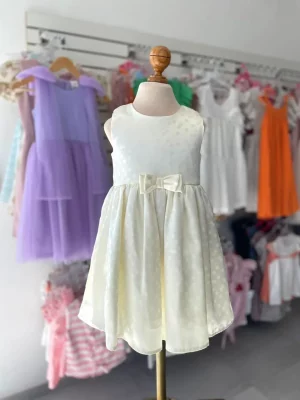 34264. Vestido perla de bolitas con moñito