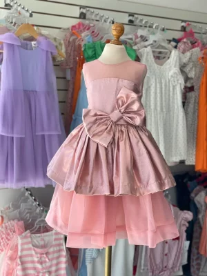 34269. Vestido de coleccion de fiesta con tul y detalle de moño
