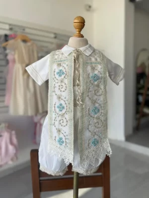 842. Ropon de nueva temporada con detalles azules en estola