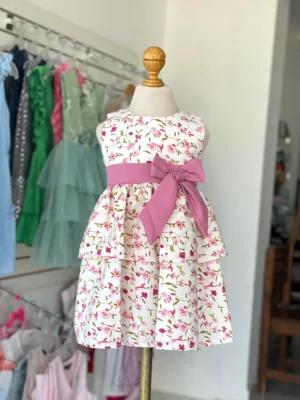 34308. Vestido de flores con detalle de moño
