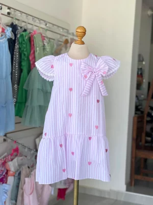 34311. Vestido a rayas con moñito