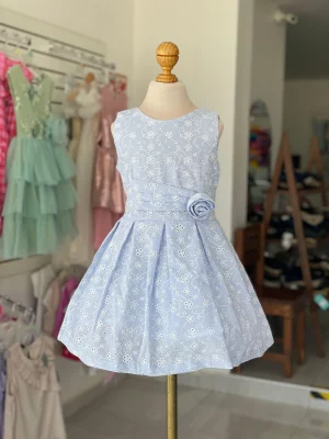 34320. Vestido de brocado en azul