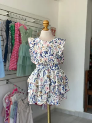 34329. Vestido floreado con olanes