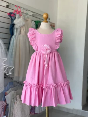34358. Vestido rosa fucsia con olansitos