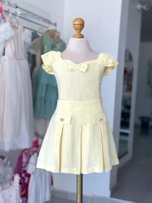 34359. Conjunto amarillo de patoles y moñito