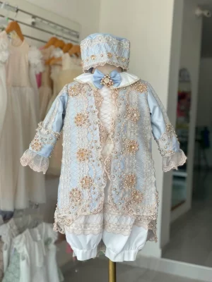 856. Nuevo ropon con saco con detalle de encaje y bordado en perlitas